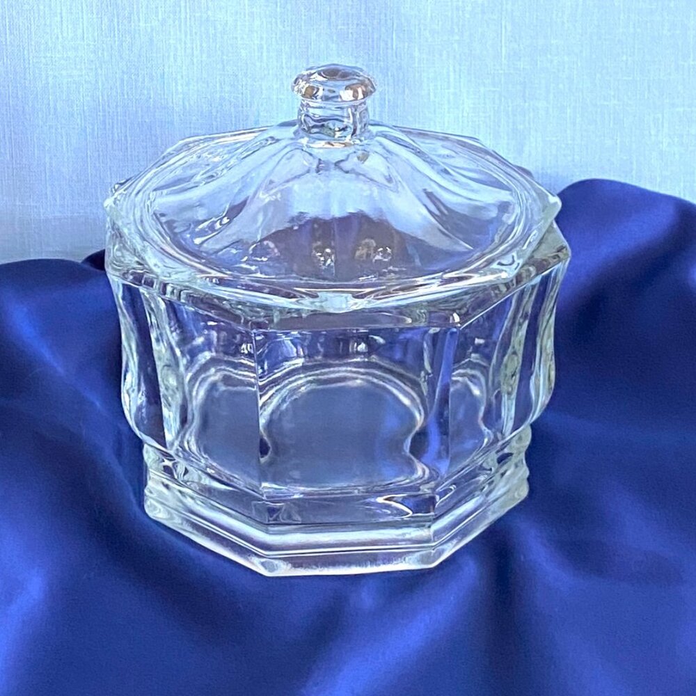 Vintage Covered Octagonal Candy Box from Confections by Indiana Glass